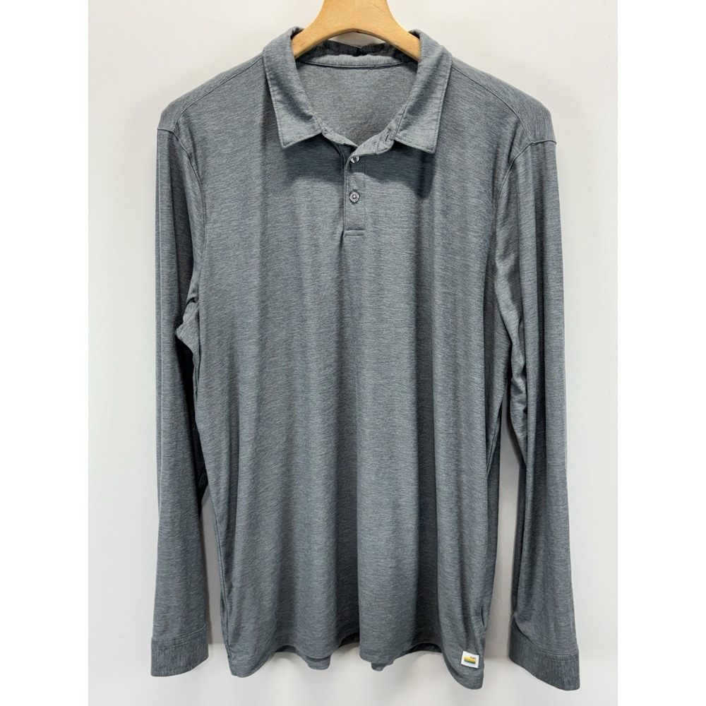 Vuori Strato Tech Polo Shirt Performance Men's Size XL Grey Green Long Sleeve
